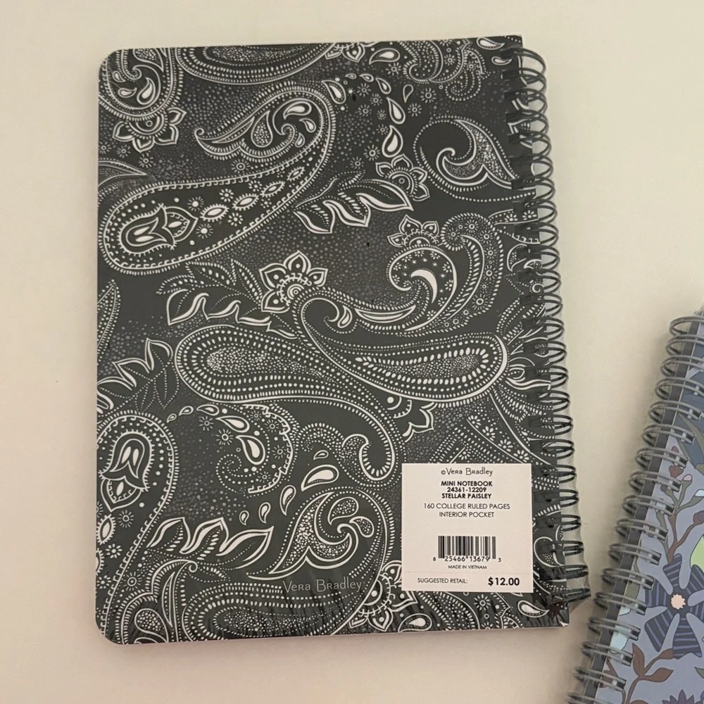 Vera‎ Bradley Purple Floral and Gray Paisley Notebooks